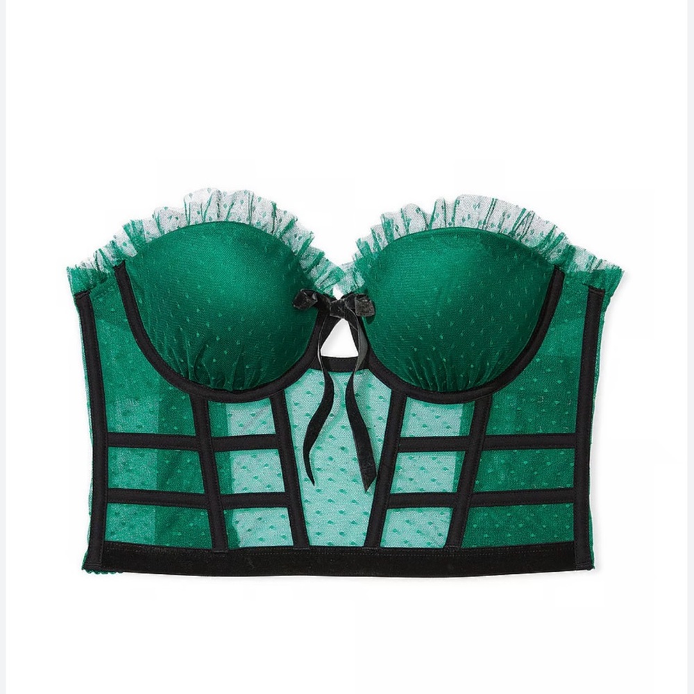 Victoria’s Secret Dream Angels strapless dotted mesh corset top